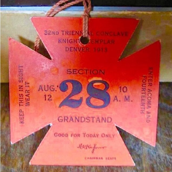 KNIGHTS TEMPLAR MASONIC Ticket/invitation 1913 Triennial Conclave Denver, CO - Picture 1 of 6